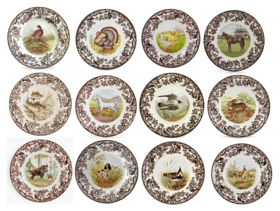 Spode Woodland Set Of 12 Dinner Plates 12 designs-3768