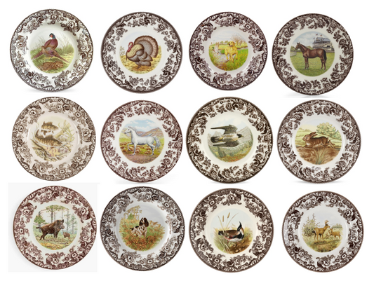 Spode Woodland Set Of 12 Dinner Plates 12 designs-3768