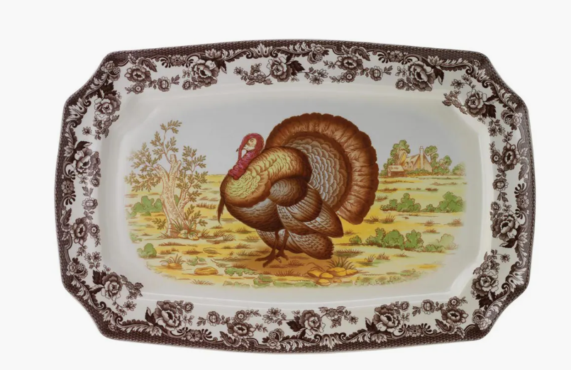 Spode Woodland  17.5 inch rect platter---Turkey---4045