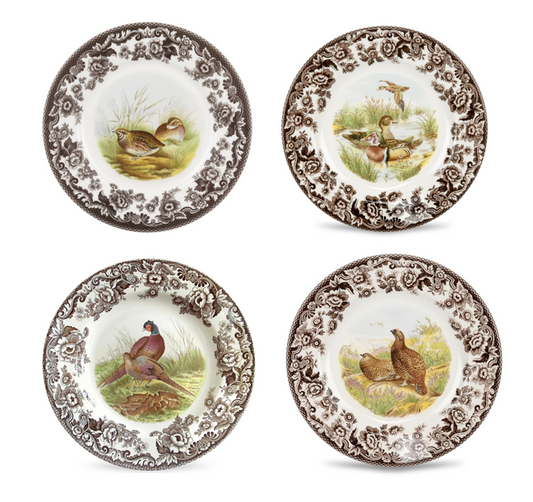 Spode Woodland Dinner  Plates Set of 4- 4 classic birds----3610---