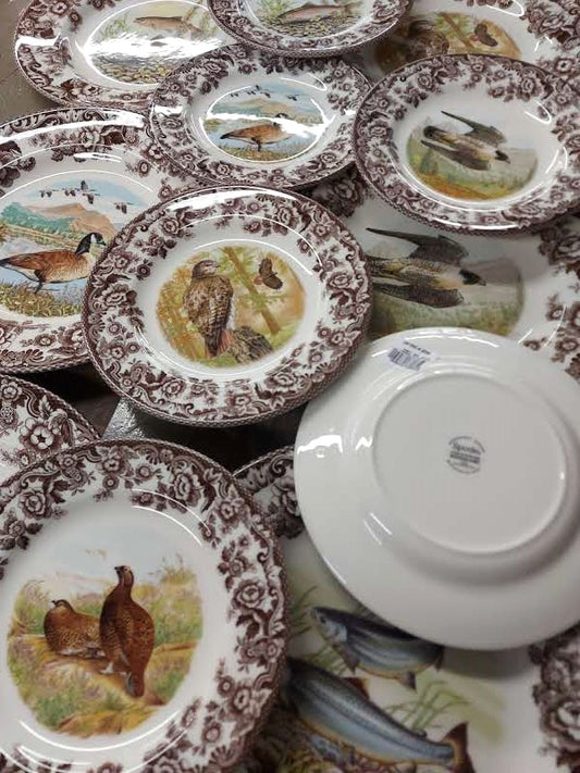Spode Woodland 6 x Dinner+ 6 Salad Plates  matching designs (Can Goose, Red Grouse++ +++