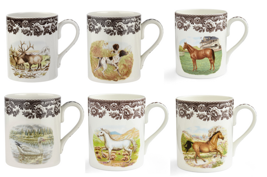 Spode Woodland Jumbo Mug set of 6- unique  Designs # 2601