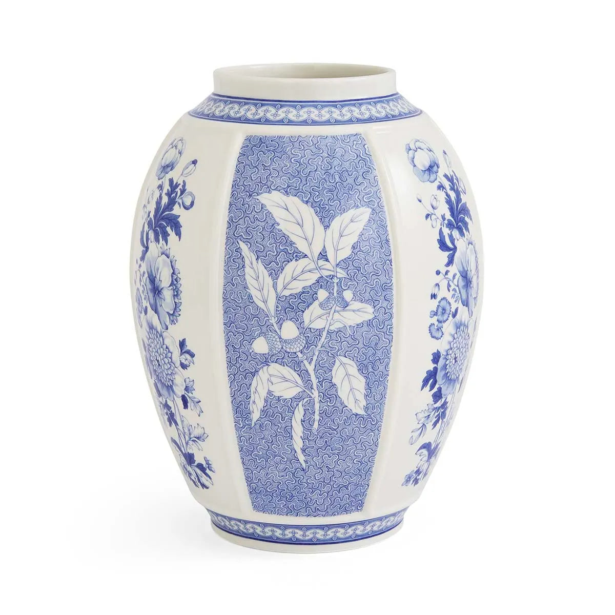 Spode Blue Italian panel vase 10" British Flowe ---5614