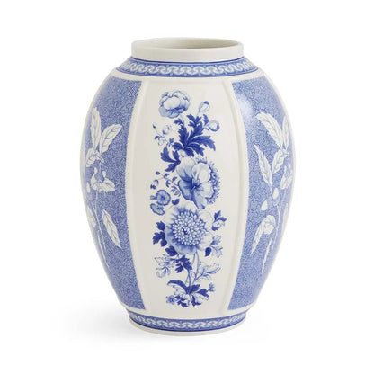 Spode Blue Italian panel vase 10" British Flowe ---5614