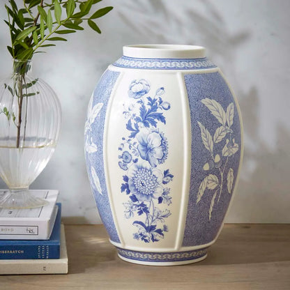Spode Blue Italian panel vase 10" British Flowe ---5614