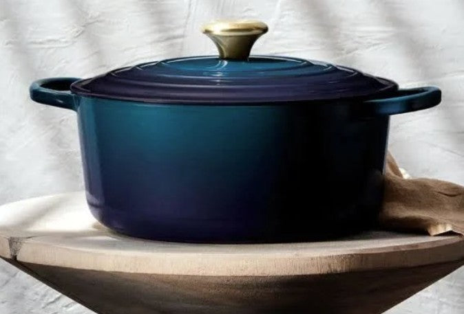 Deal- Le Creuset - 7L (7.25 QT) MARSEILLE Blue Enamel Cast Iron Round Oven---9203