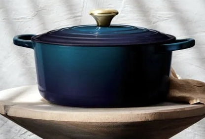 Deal- Le Creuset - 7L (7.25 QT) MARSEILLE Blue Enamel Cast Iron Round Oven---9203