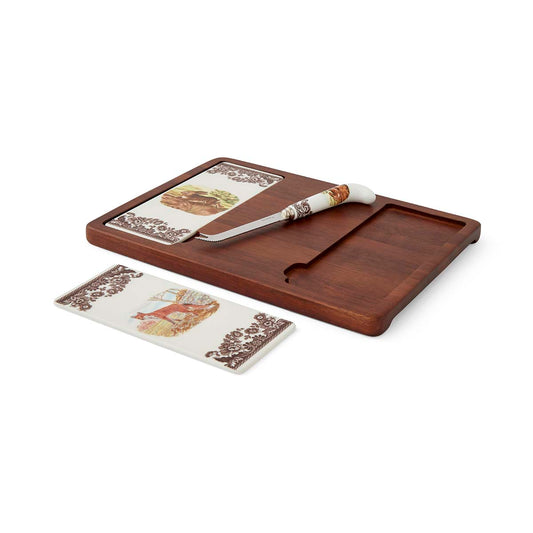 Spode Woodland  Cheese Board & Knife, Fox & Rabbit