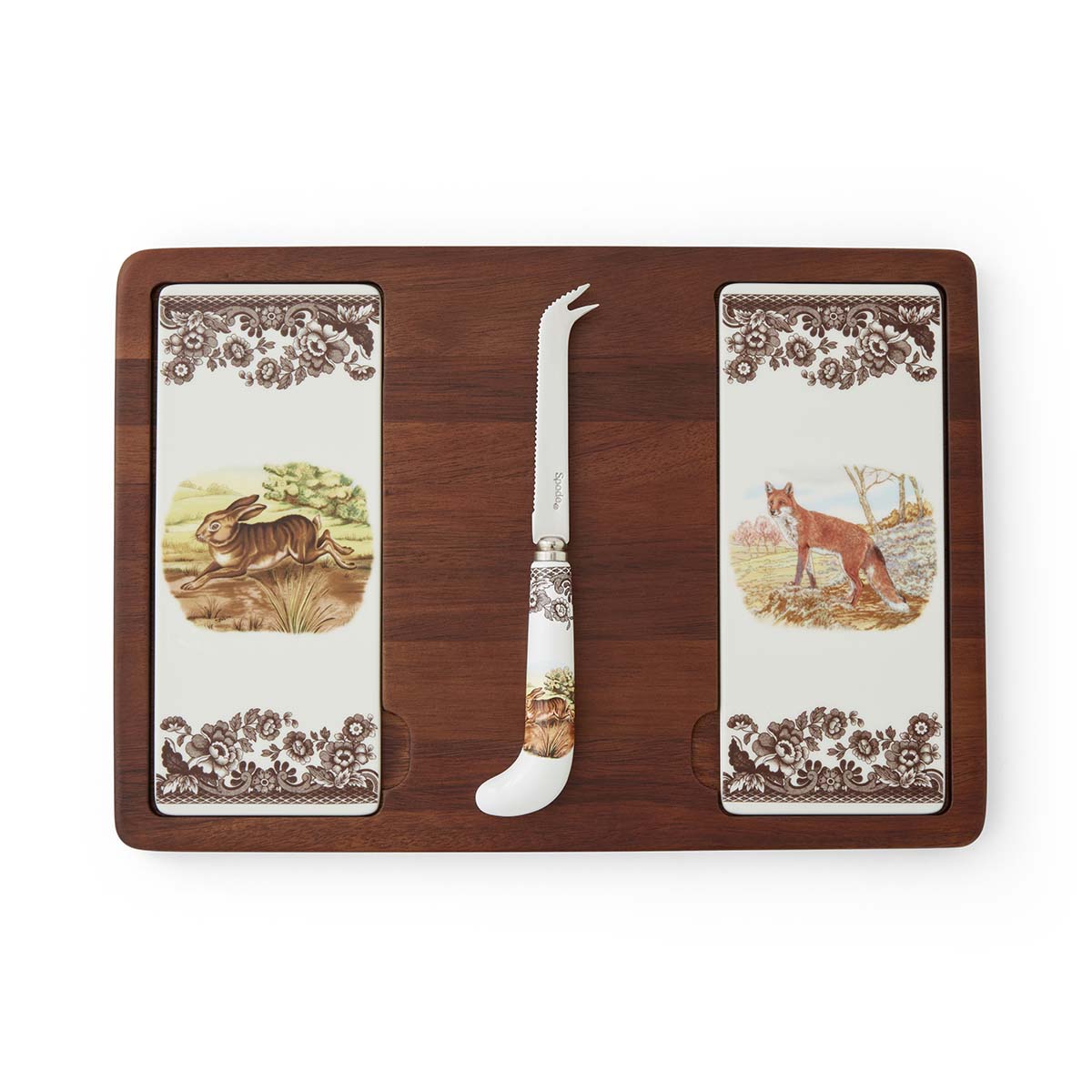 Spode Woodland  Cheese Board & Knife, Fox & Rabbit