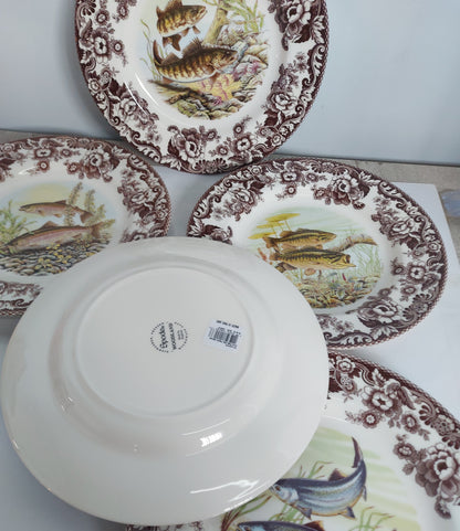 Spode Woodland set of 5 Dinner Plates All fish- price cut