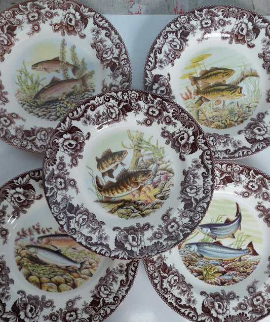 Spode Woodland set of 5 Dinner Plates All fish- price cut