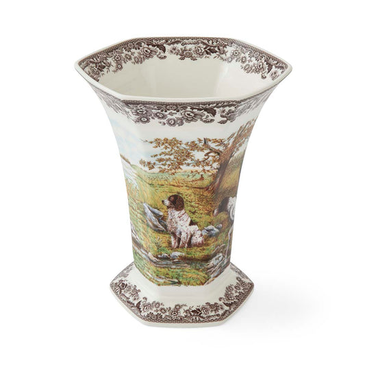 Spode Woodland Woodland Hexagonal Vase, Hunting Dogs