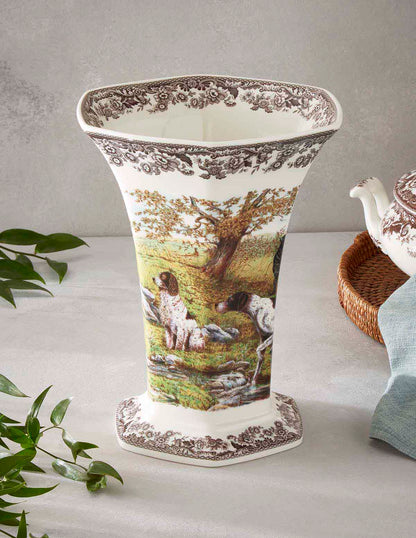 Spode Woodland Woodland Hexagonal Vase, Hunting Dogs