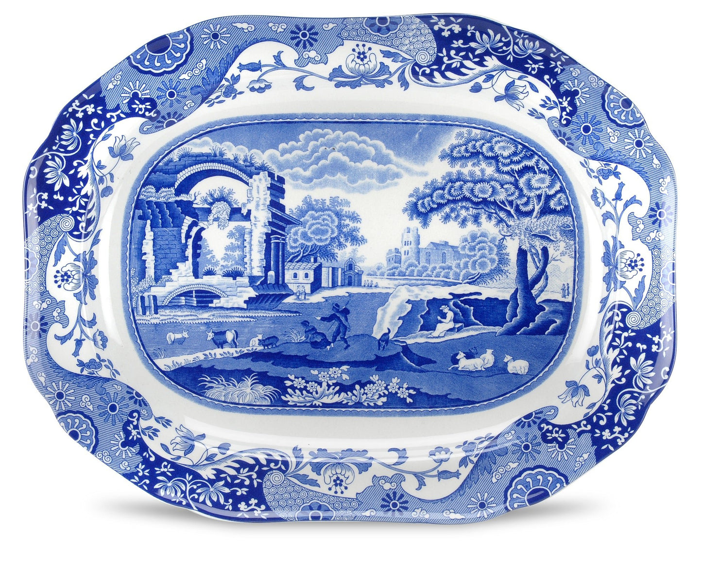 Spode Blue Italian 14 inch Oval Platter - Shoppedeals