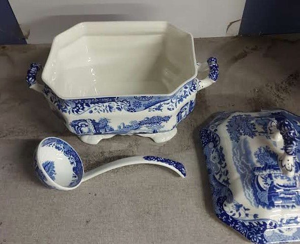 Spode Blue Italian Soup Tureen 3 Piece Set - Shoppedeals