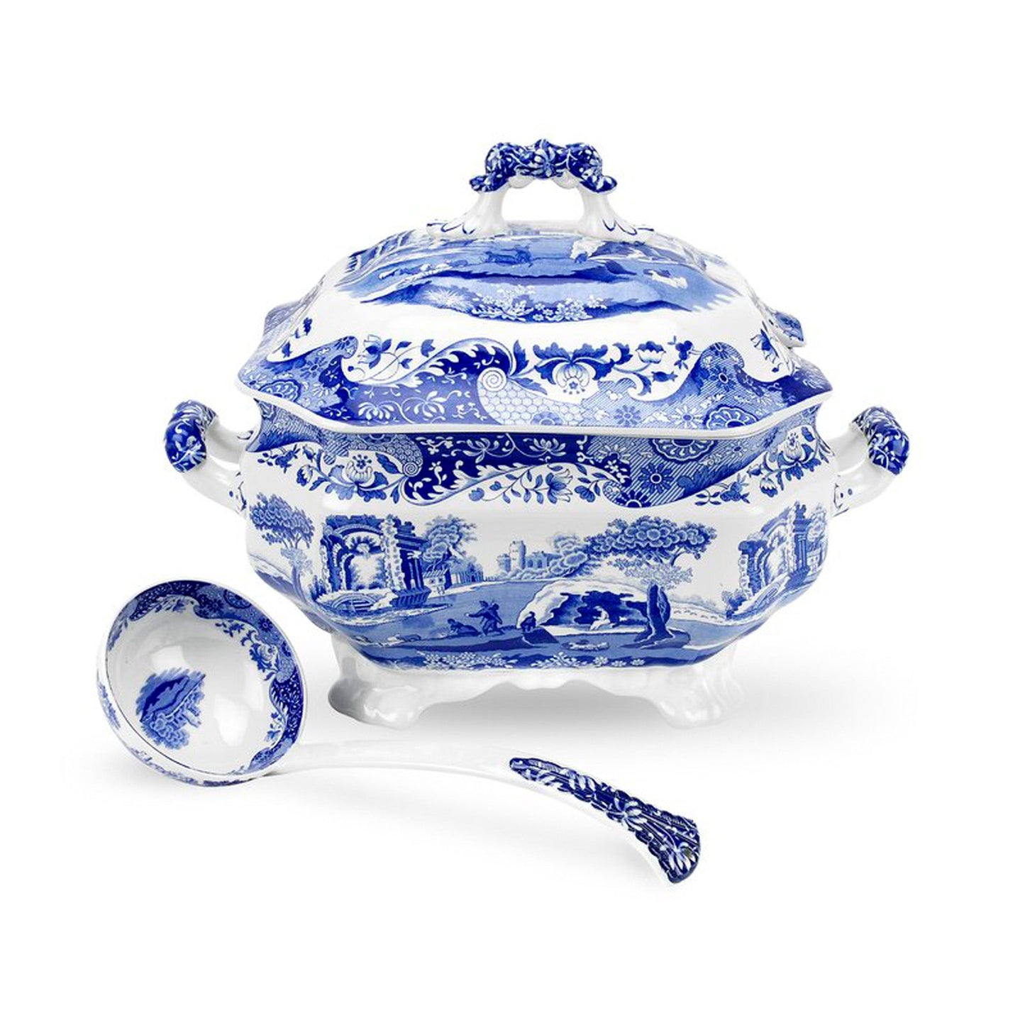 Spode Blue Italian Soup Tureen 3 Piece Set- - Shoppedeals