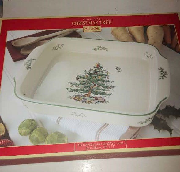 Spode Christmas Tree Rectangular Handled Oven Safe shops Dish