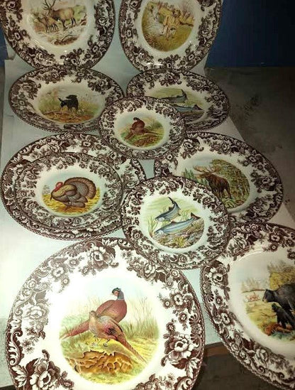 Spode Woodland 8 x Dinner+ 8 Salad Plates 8 matching Unique Designs (Turkey,Pheasant +++ - Shoppedeals