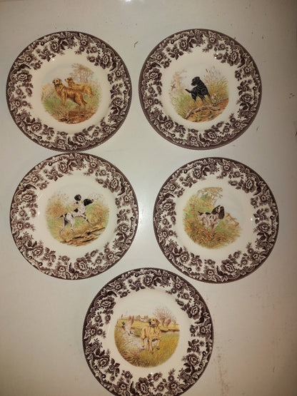 Spode Woodland Salad Plates Set of 5 all dogs- Price Cut - Shoppedeals