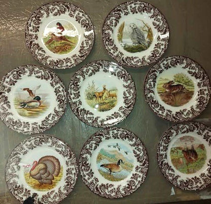 Spode Woodland Set of 8 Salad Plates 8 different designs Land/Air - Shoppedeals